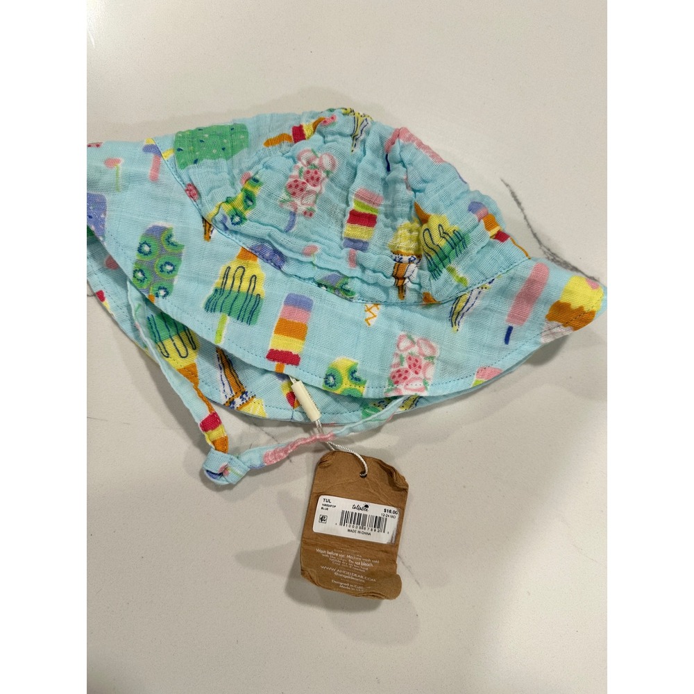 Angel Dear Tullabee Baby Bucket Hat Blue Popsicle Organic Cotton 12-24M